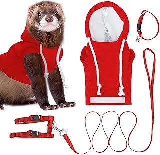 Red Ferret Sweater, Harness, and Leash Set - Ferret Clothes- Ferret Accessories - Clothes for Ferrets - Ferret Stuff - Hoodies for Ferrets - Ferret Accessories