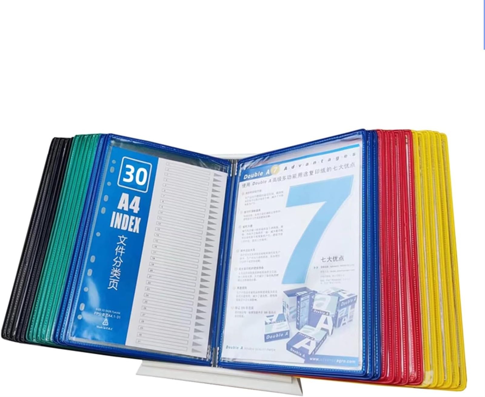 noxozoqm Desktop Reference With 30 Display Pockets,Wall-Mounted Flip File Holder,Desk Reference Organizer For A4 Document(Color:E)