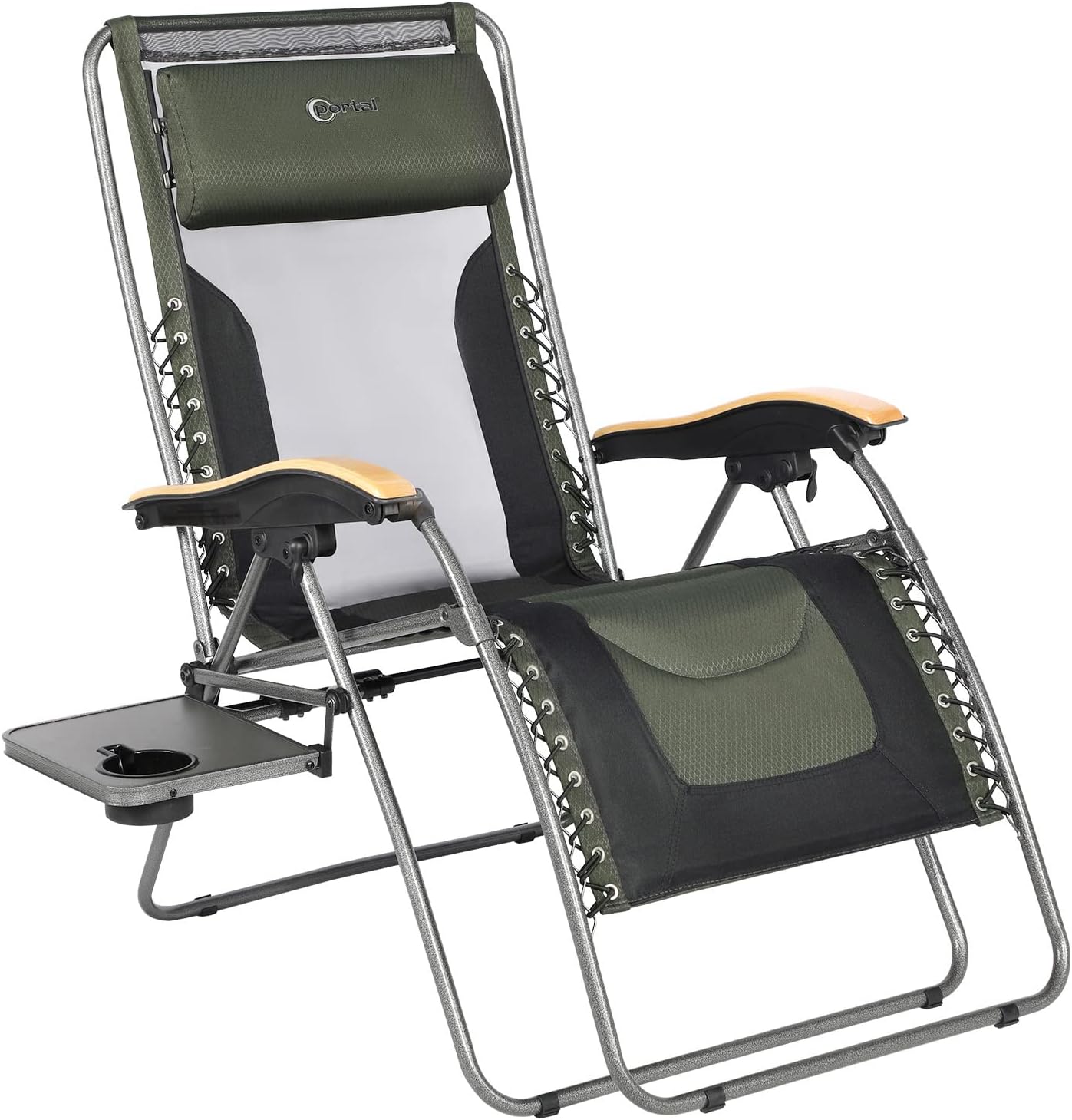 PORTAL Mesh Back Oversize Zero Gravity Recliner Chairs Adjustable Patio Lounger Chairs Lumbar Support Pillow Side Table, Support 350lbs