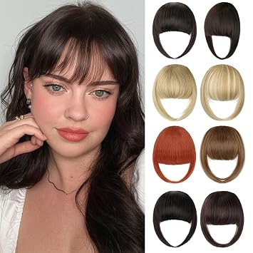Bangs Hair Clip in Bangs for Women Thick French Fake Bangs Clip in Hair Extensions Fringe with Temples Hairpieces for Daily Wear Black Brown