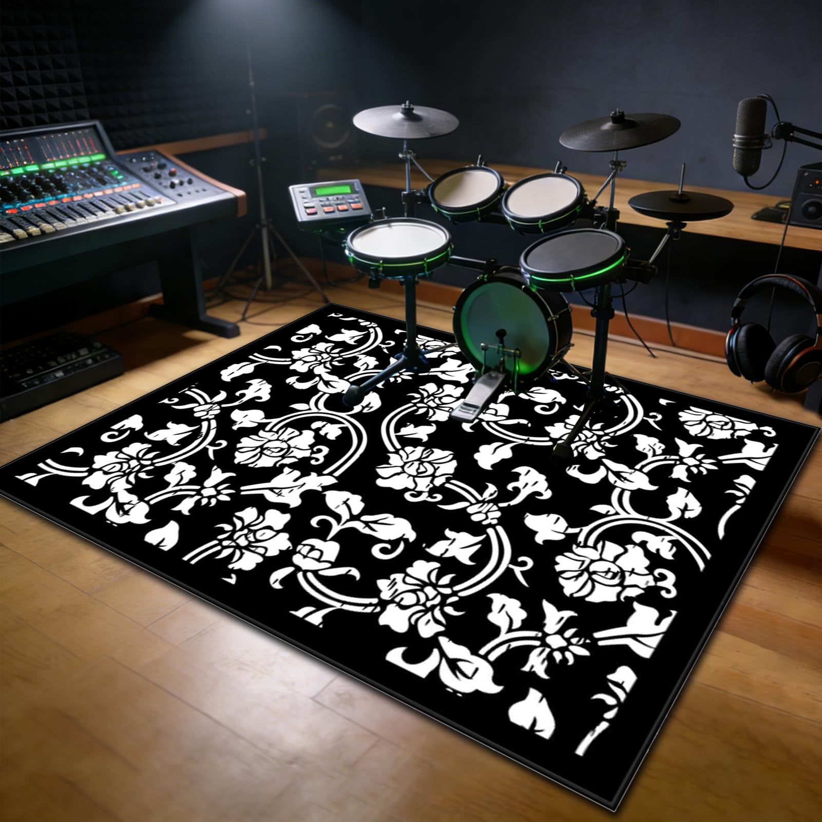 Tappetino Insonorizzato Batteria Drum Tappetino per Batteria e Percussioni Tappeto a Tamburo Tappeto per Batteria Elettrica Tappeto per Batteria Acustica Tappeto Antiscivolo Batteria 230 x 200 cm