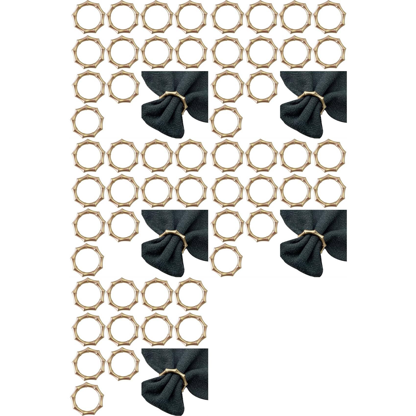 Aundhegrtt Gold Napkin Rings Set of 60 Matte Bamboo Napkin Rings for Dining, Holiday Decor, and Wedding Table Settings