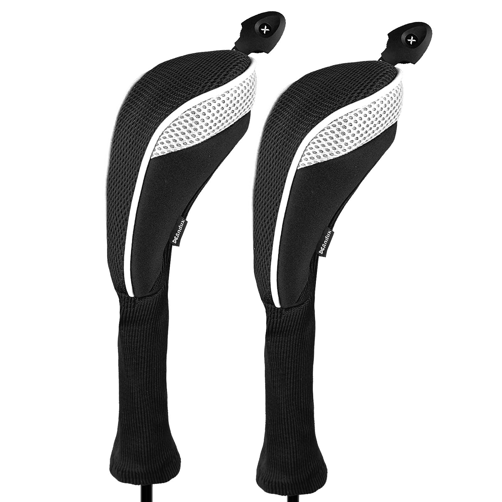 Andux 2 Pack Long Neck Golf Hybrid Club Head Covers Dial No. Tag CTMT-01 White
