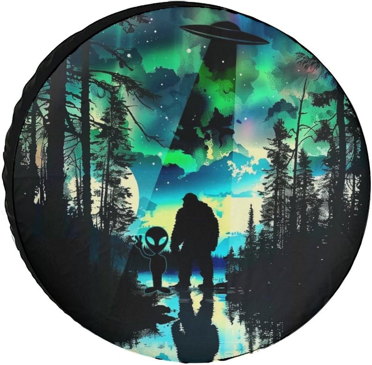 Amazon.com: Moon Funny Bigfoot Alien Tire Covers Wheel Cover Protectors ...