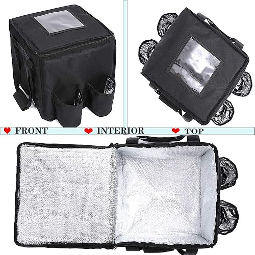 Miniatura 3 de OGEFOTED Bolsa grande aislada para entrega de alimentos con portavasos, plegable, resistente, calentador de alimentos para camping, catering,