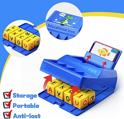 Miniatura 5 de Montessori - Juego de cartas a juego para niños de 3 a 8 años, juguetes educativos de ortografía con función de almacenamiento, regalos