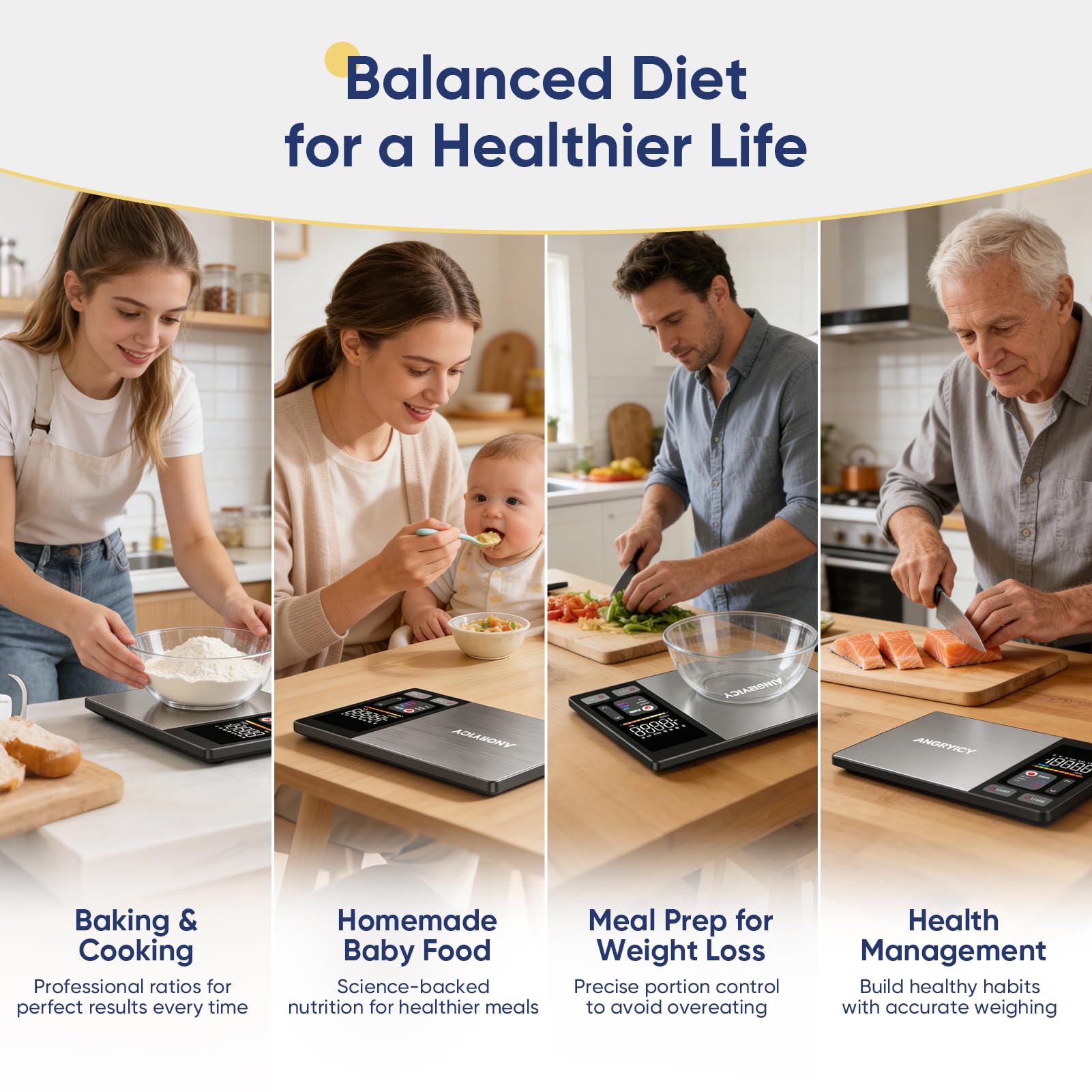 Báscula inteligente de alimentos con calculadora nutricional, aplicación gratuita con seguimiento de 24 nutrientes, calorías, macro, báscula digital de acero inoxidable de alta calidad para