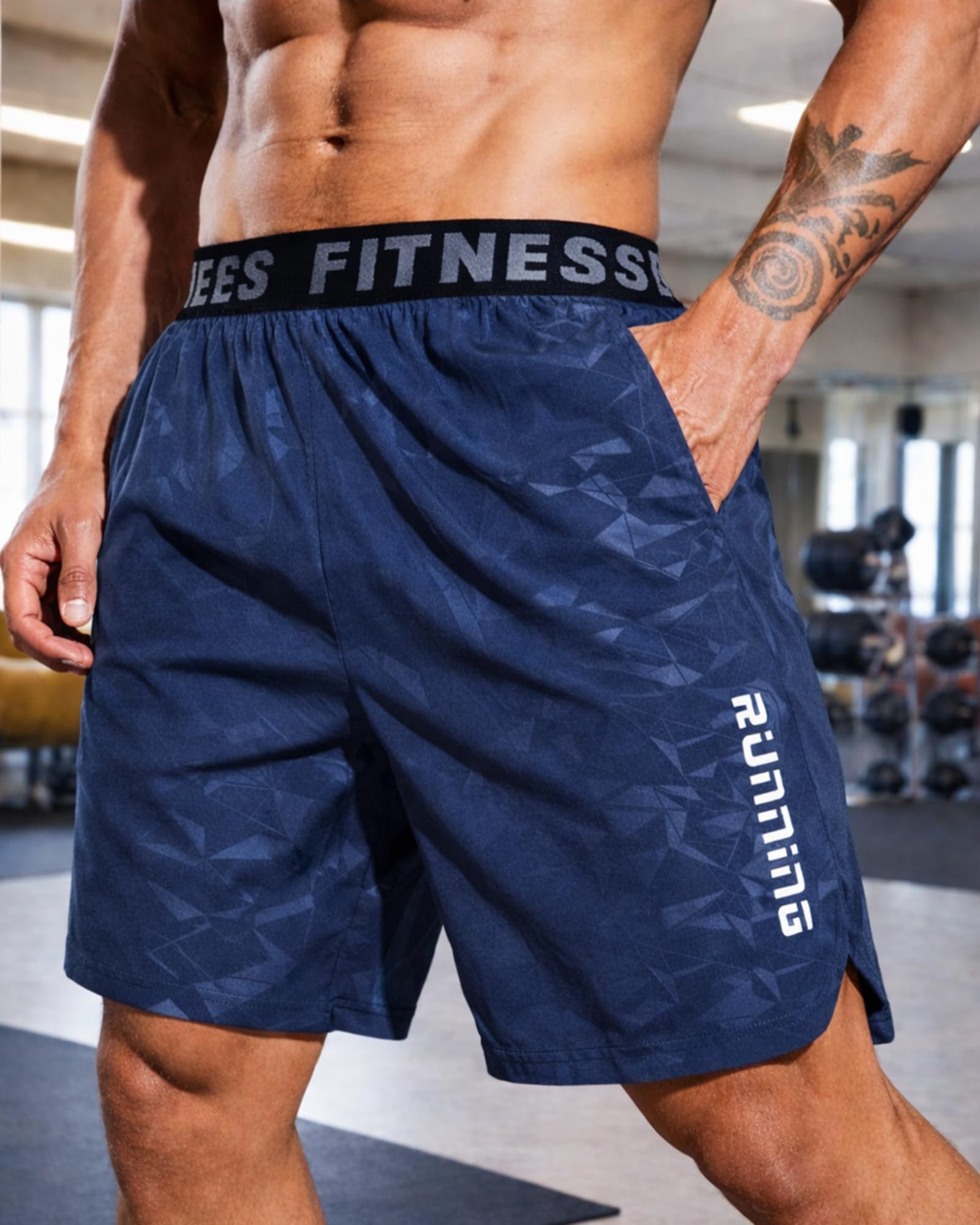 Pantalones cortos de entrenamiento de secado rápido para hombre, transpirables, elásticos, para correr, entrenamiento, atléticos — view 6