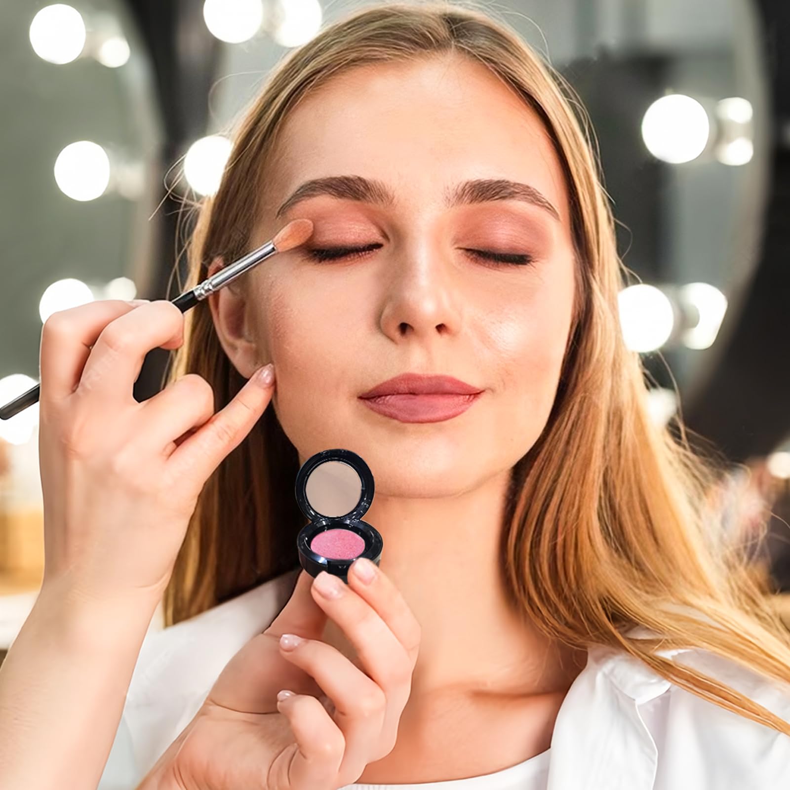 4 cajas vacías de sombra de ojos de maquillaje, contenedor de sombra de ojos recargable para uso diario en viajes, sartenes vacías para mujeres y niñas, 1.378 in, Negro - 6