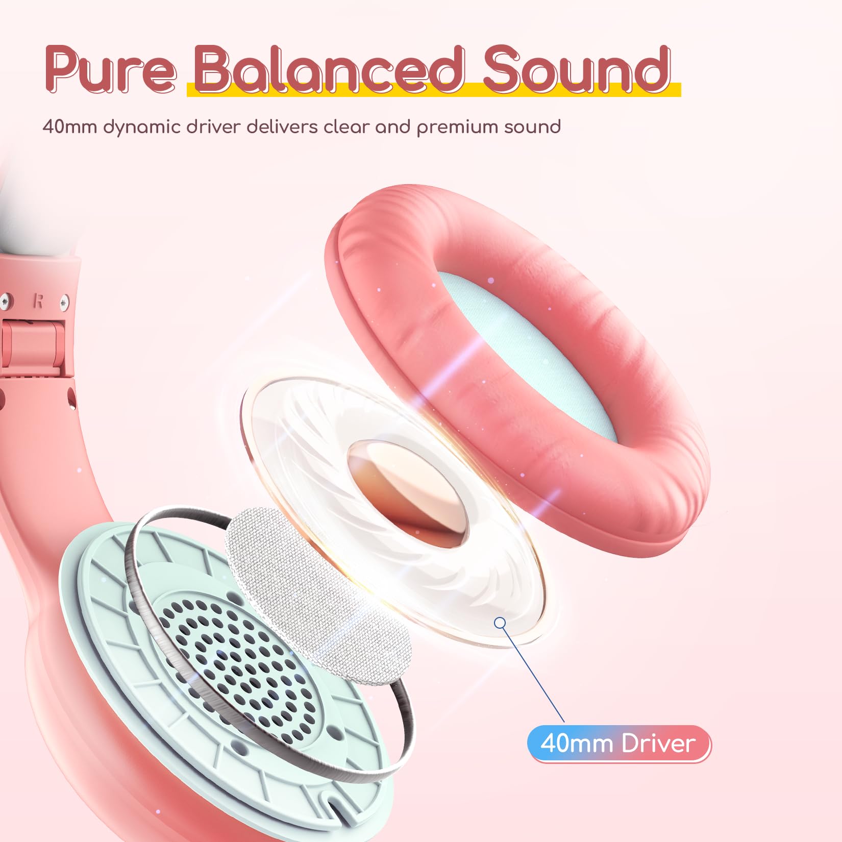 EarFun K1 Kids Headphones Wired with Mic, Volume Limit Headphones for Kids view 6