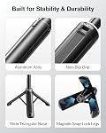 llano 16" Magnetic Action Camera Tripod for DJI Osmo Action 5 pro/4/3, Osmo 360, Extendable Mini Tripod with Magsafe Quick Release Adapter, 360° Ball Head, Small Selfie Stick, Lightweight, Black