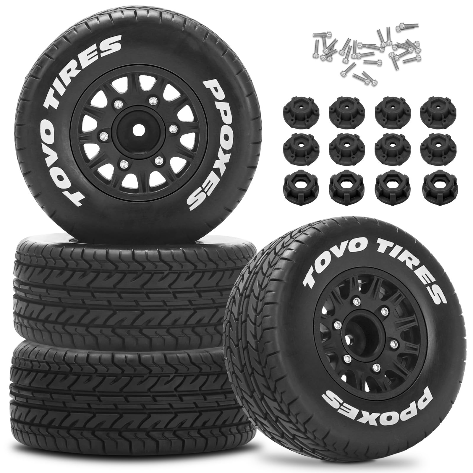 12mm/14mm/17mm Hex RC Wheels and Tires RC Truck Tires 1/10 Scale Tyres Detachable Replacement RC Car Tires RC Car Wheels for Arrma Senton Tires Slash