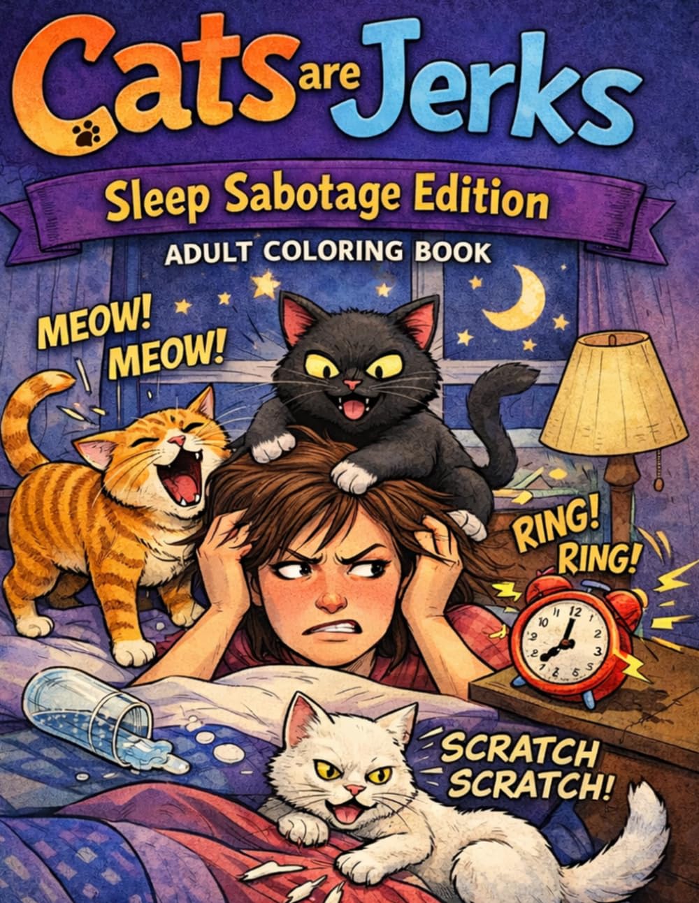 Cats Are Jerks: Sleep Sabotage Edition Adult Coloring Book