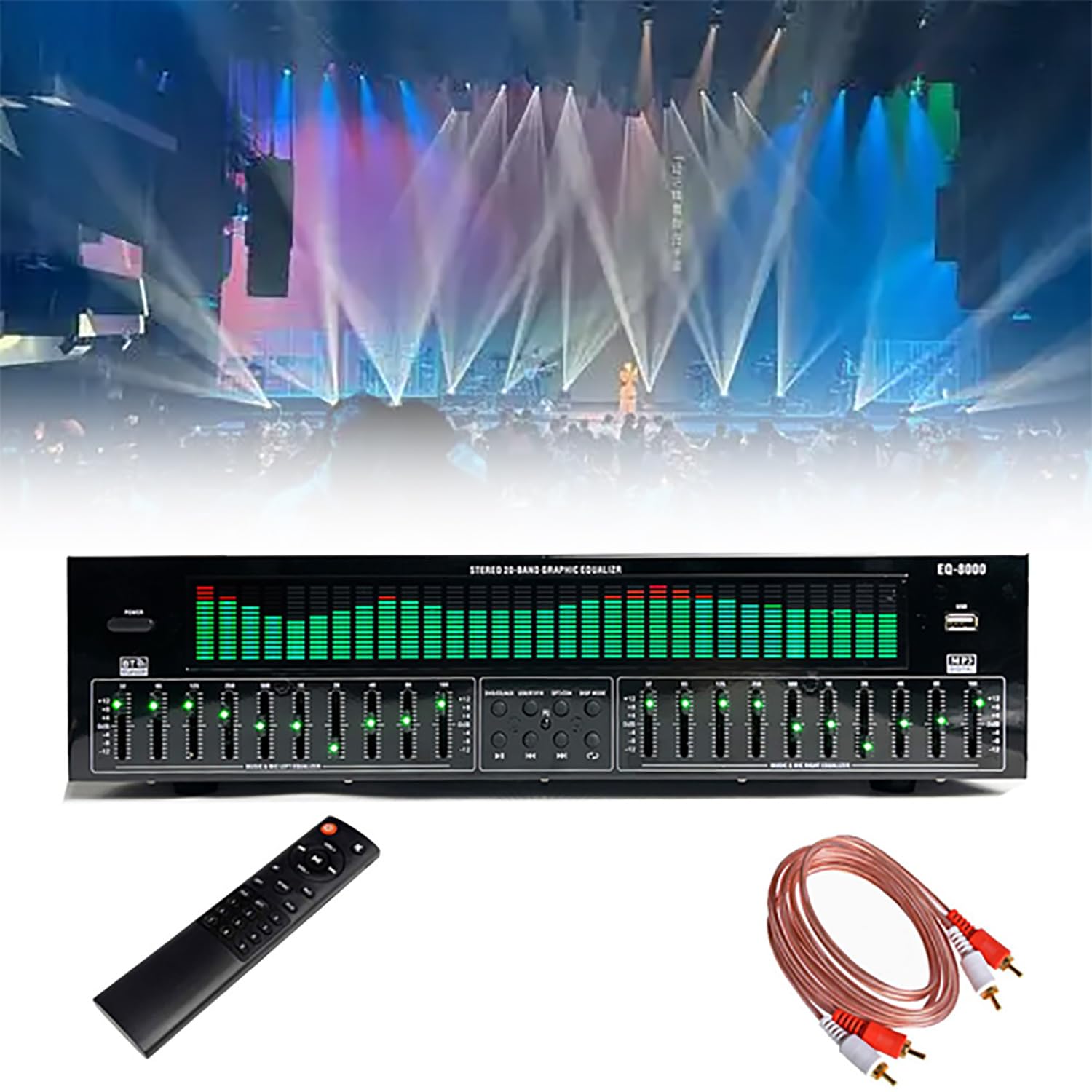 Equalizzatore grafico stereo audio digitale a 31 bande, doppia sintonia indipendente a 10 segmenti con 12 schemi ritmici, perfetto per musicisti e appassionati di audio