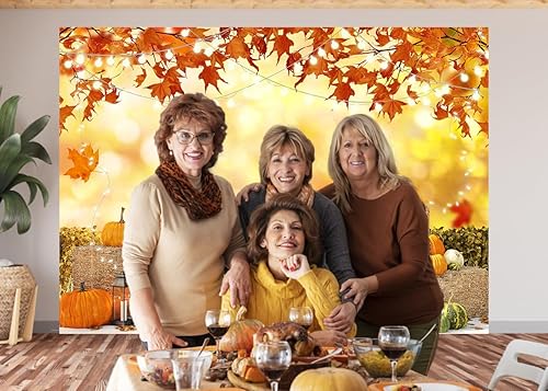 Miniatura 4 de Alltten Telón de fondo de otoño de 7 x 5 pies para fotos de Acción de Gracias, otoño, arce, calabaza, cosecha, fondo, decoración temática de otoño,
