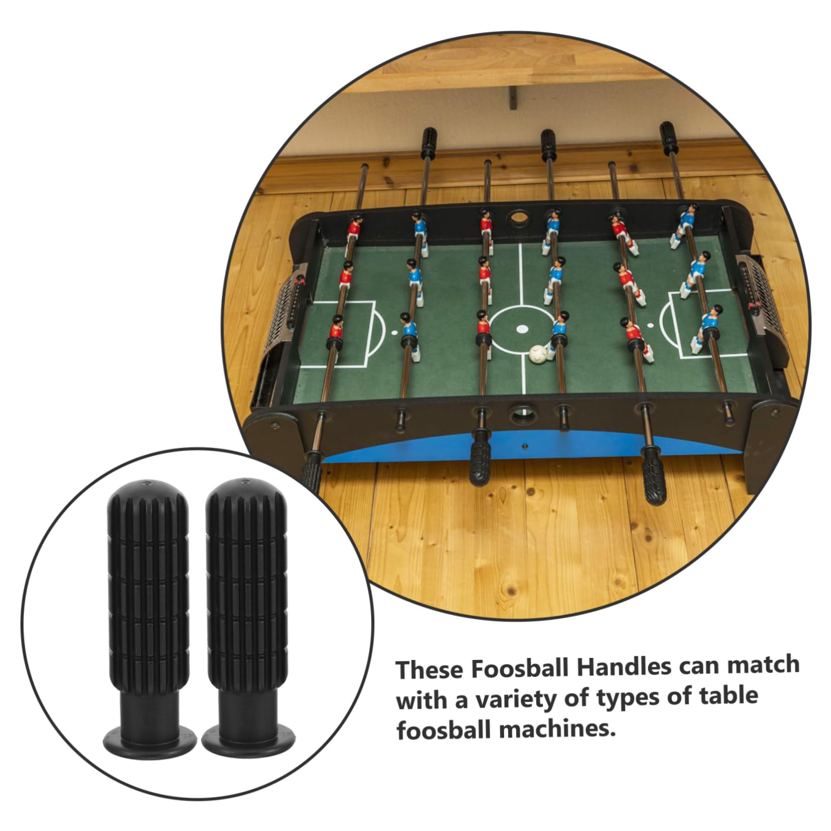 Yardwe 4 Maniglie per Calcio Balilla in Pvc Nero Ergonomiche Antiscivolo per Tavoli da Calcio 0,7m