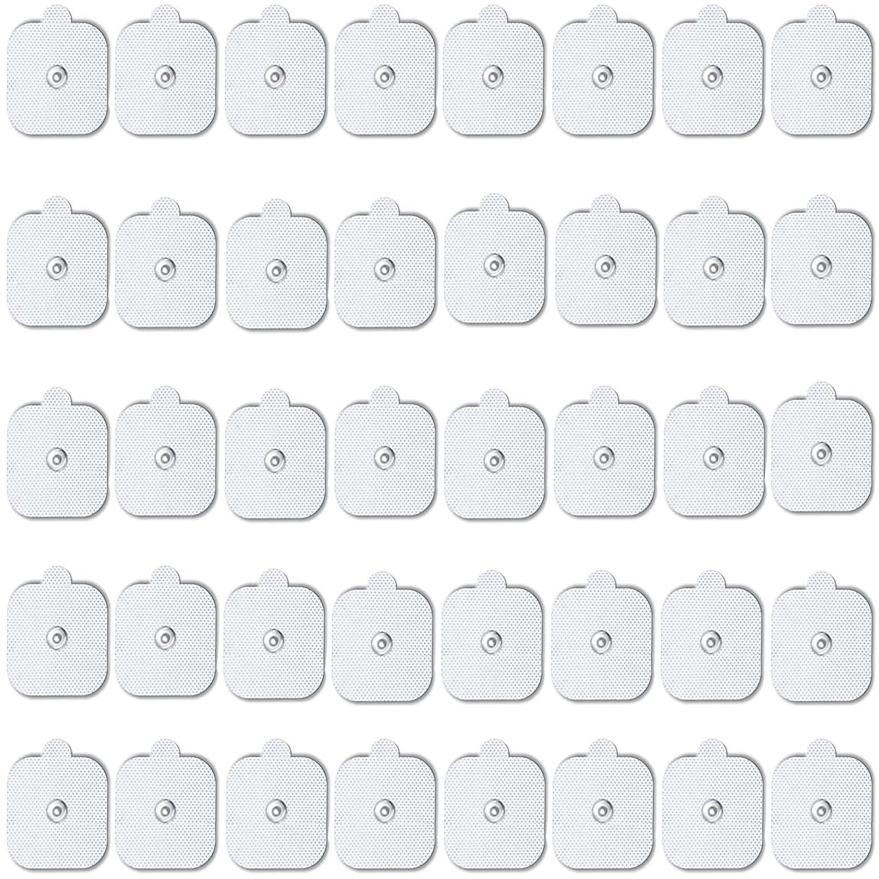 TENS Unit Replacement Pads, 48 Pcs 2"x2" Snap Adhesive Electrodes Pads, Reusable Tens Pads for EMS Muscle Stimulator, Using 3.5mm Snap Connector