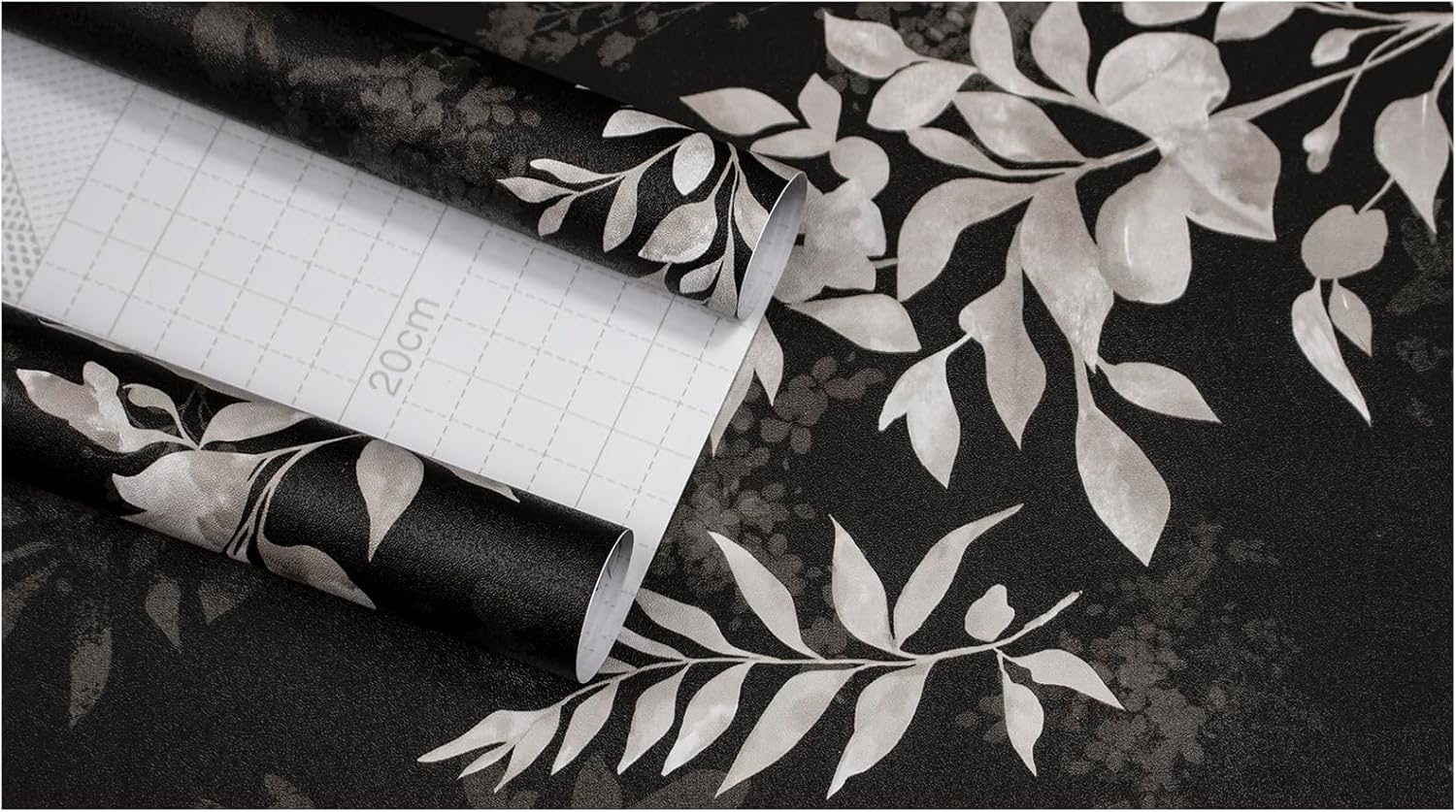 HAOKHOME Forest Peel and Stick Wallpaper Jungle Tree Wall Paper Renter Friendly Removable for Bathroom Kitchen Black/Grey Contact Paper 17.3in x 9.8ft