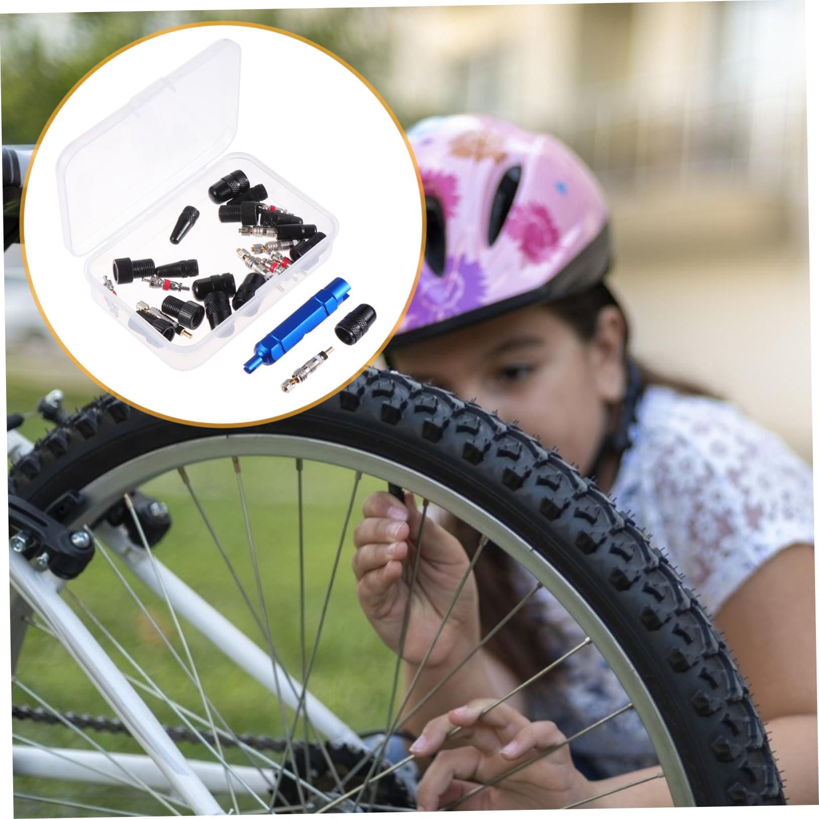 POPETPOP Ventiladapter Ändern Kern Luft Entfernung reifenventil Adapter Fahrradventil Adapter Set Fahrradvorbau-Entferner Stielabdeckung Werkzeug entfernen Aluminiumlegierung Black