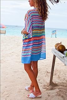 B/H Casual da Mare,Testa Collo Sciarpe,Camicetta da Spiaggia in Chiffon-Stripe_XL