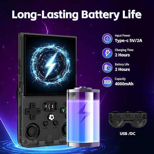 Miniatura 4 de R36MAX - Consola de juegos de mano retro, consola de juegos retro portátil de 4.0 pulgadas, pantalla IPS HD y sistema Linux, compatible con emulador