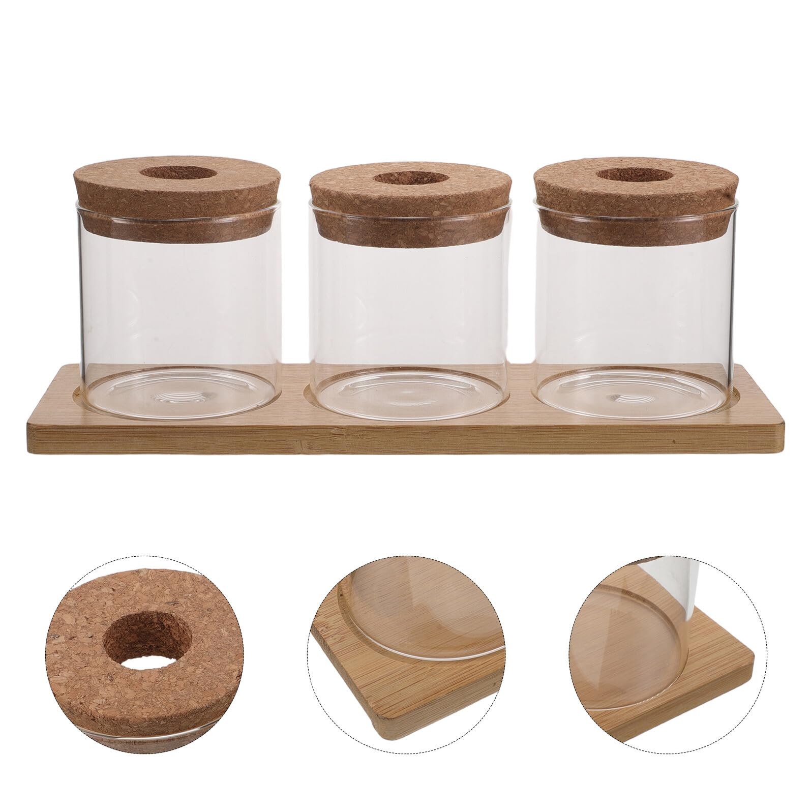 Jarrón Hidropónico de Vidrio 8x8 Cm con Tapa Perforada y Base Triple, Maceta Hidropónica para Suculentas y Plantas de Interior, Terrario Decorativo para Escritorio y Jardín
