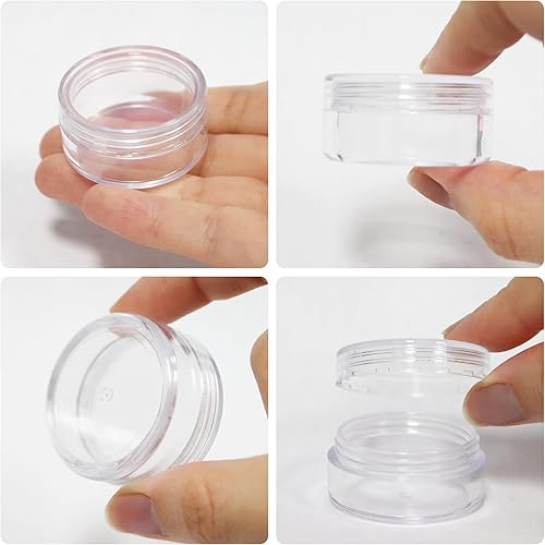 Miniatura 4 de (Cantidad: 300 piezas) Beauticom - Tarros redondos transparentes de 0.35 oz/0.3 fl oz con tapas de rosca para joyas pequeñas, pinturas para