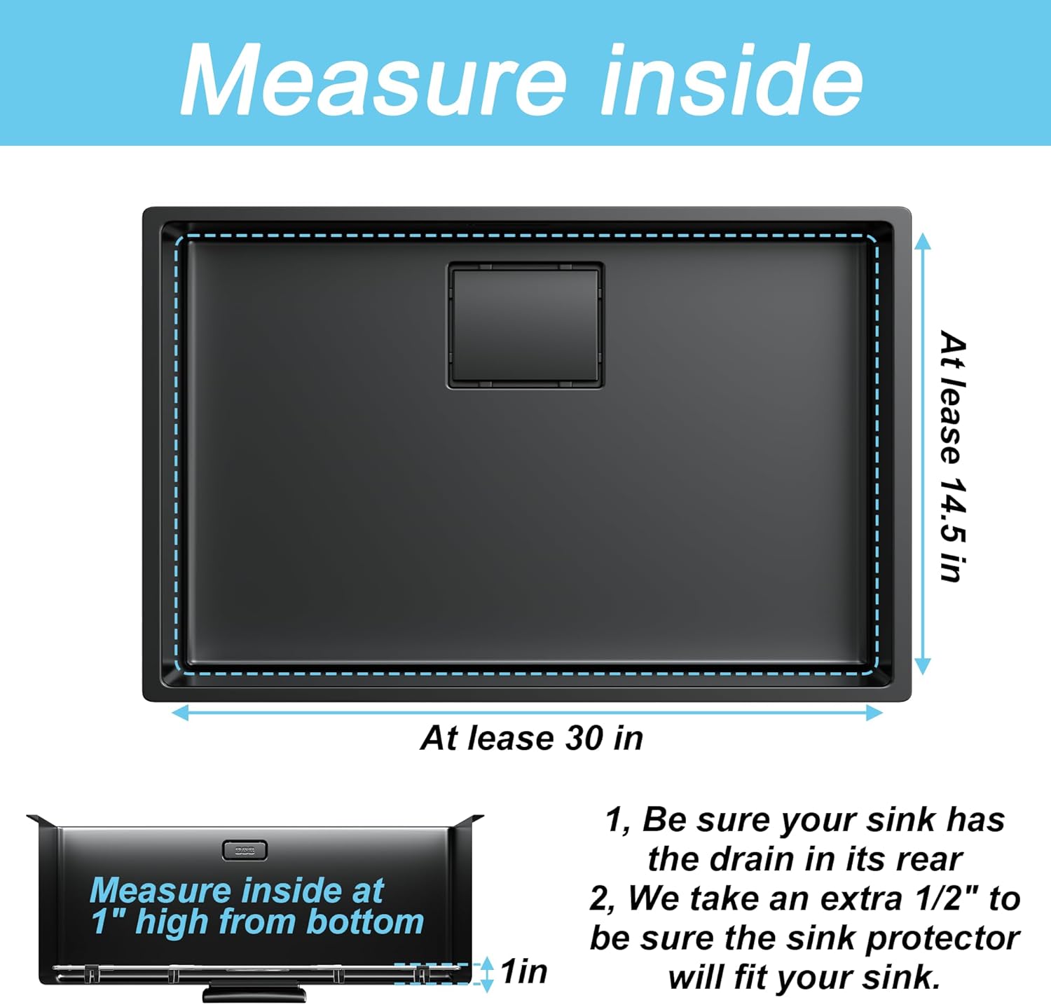 Sink Protectors for Kitchen Sink,Large Sink Rack,Stainless Steel Sink Grid for Bottom of Sink 28.6"X 14",Metal Sink Grate with Strainer,Rear Drain for Single Bowl with Corner Radius,1 pack