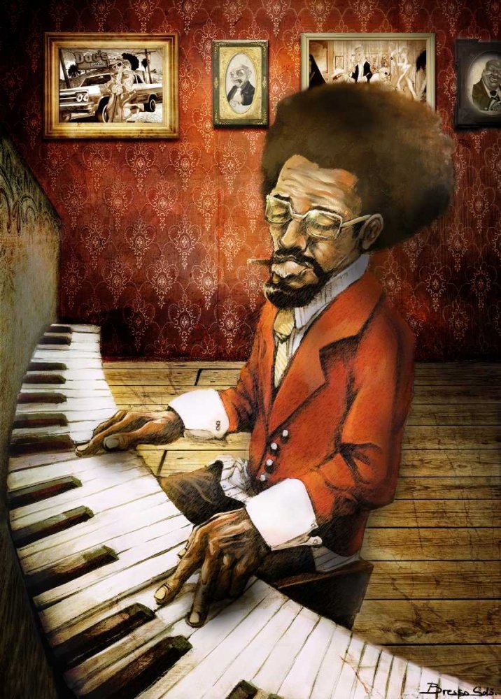 Lienzo con caja americana The Pianist Sola Bresso - Music vertical Art print Music Piano Pianist Marco flotante 31_X_22_in