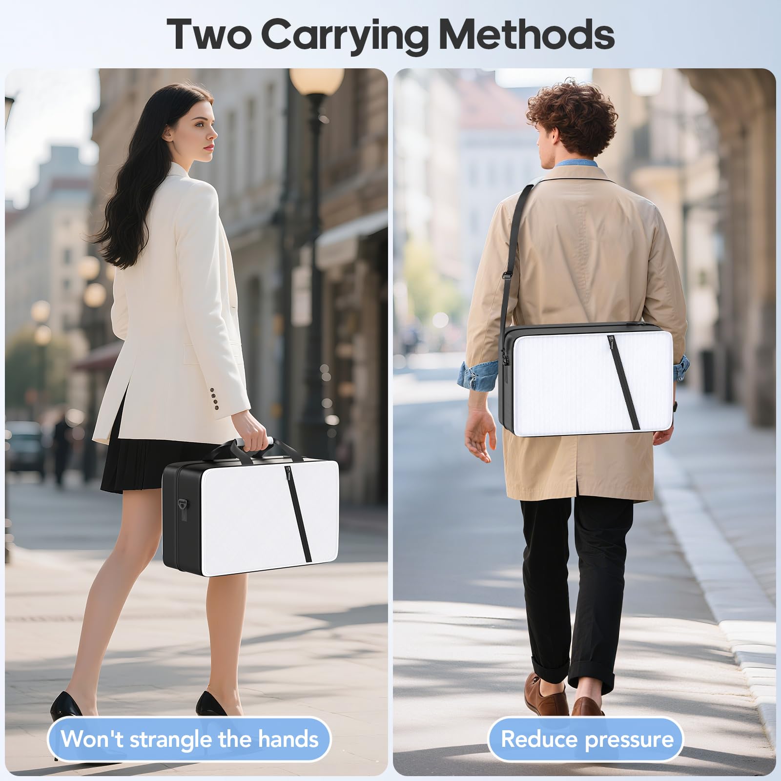 Gersker Bolsa de Viaje para PS5/Slim/Pro Digital & Disc, Funda de Transporte para PS5 de 10 Compartimentos para PS Portal, 4 Tarjetas de Juego, 2 Mandos, Bolsa PS5 de Gran Capacidad, Negro & Blanco
