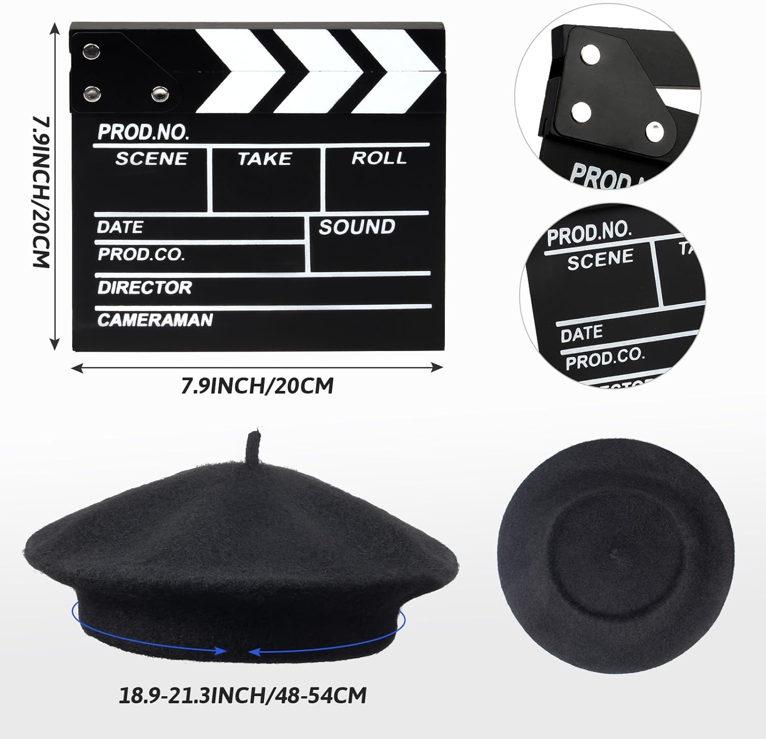 Yewong 4 Pieces Kids Director Costume Accessories Set for Filmmaker Awards Career Day Dress up Movie Night Party Supplies