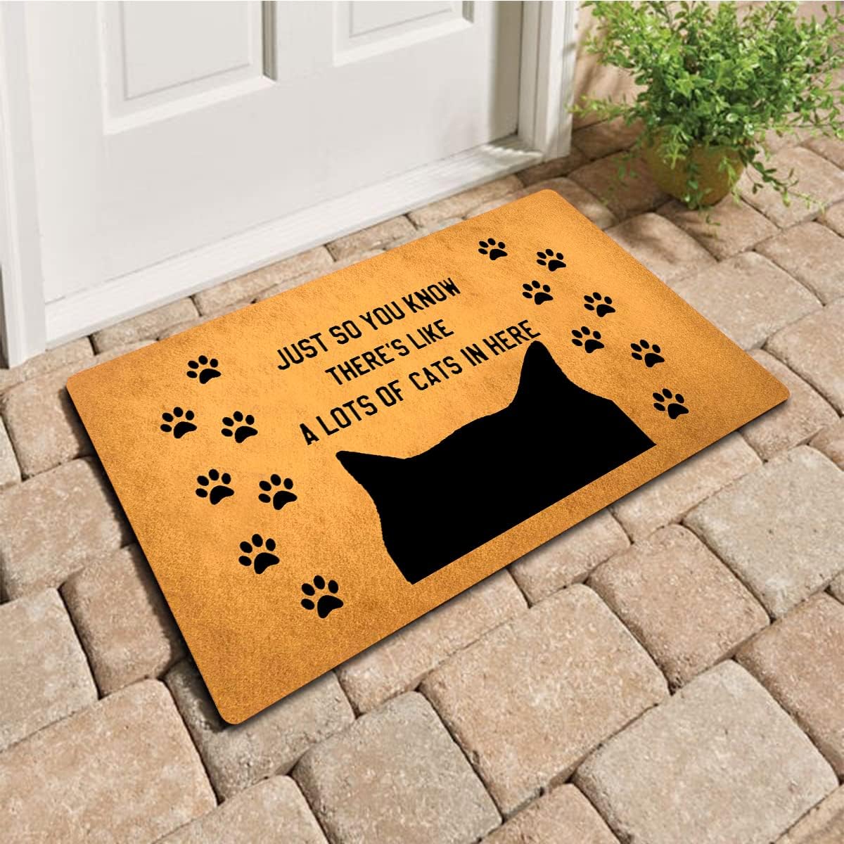 Funny Welcome Mats for Front Door Just So You Know There's Like A Lot Of Cats In Here Front Porch Decor Mats Non-slip Mat With Funny Quote Rubber Door Mats For The Entrance Way Indoor 18"(W) x 30"(L)