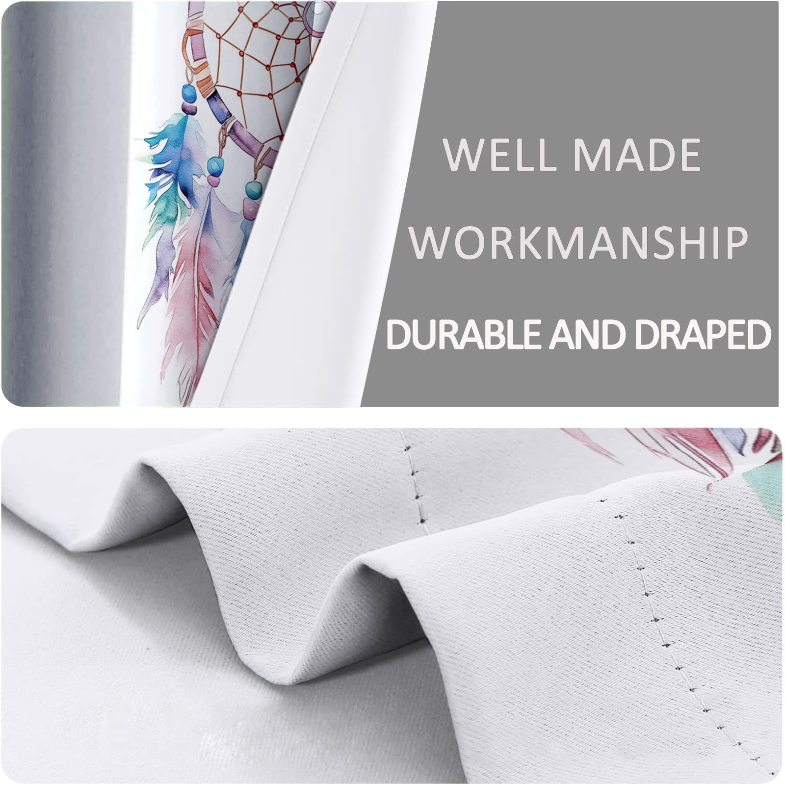 Generisch Blickdicht Vorhang Ösenschal Verdunkelungsvorhang 3D Aquarellmalerei Traumfänger Gardinen Kinderzimmer Wohnzimmer Thermovorhang Polyester Vorhänge H260 x B140 cm 2Er Set
