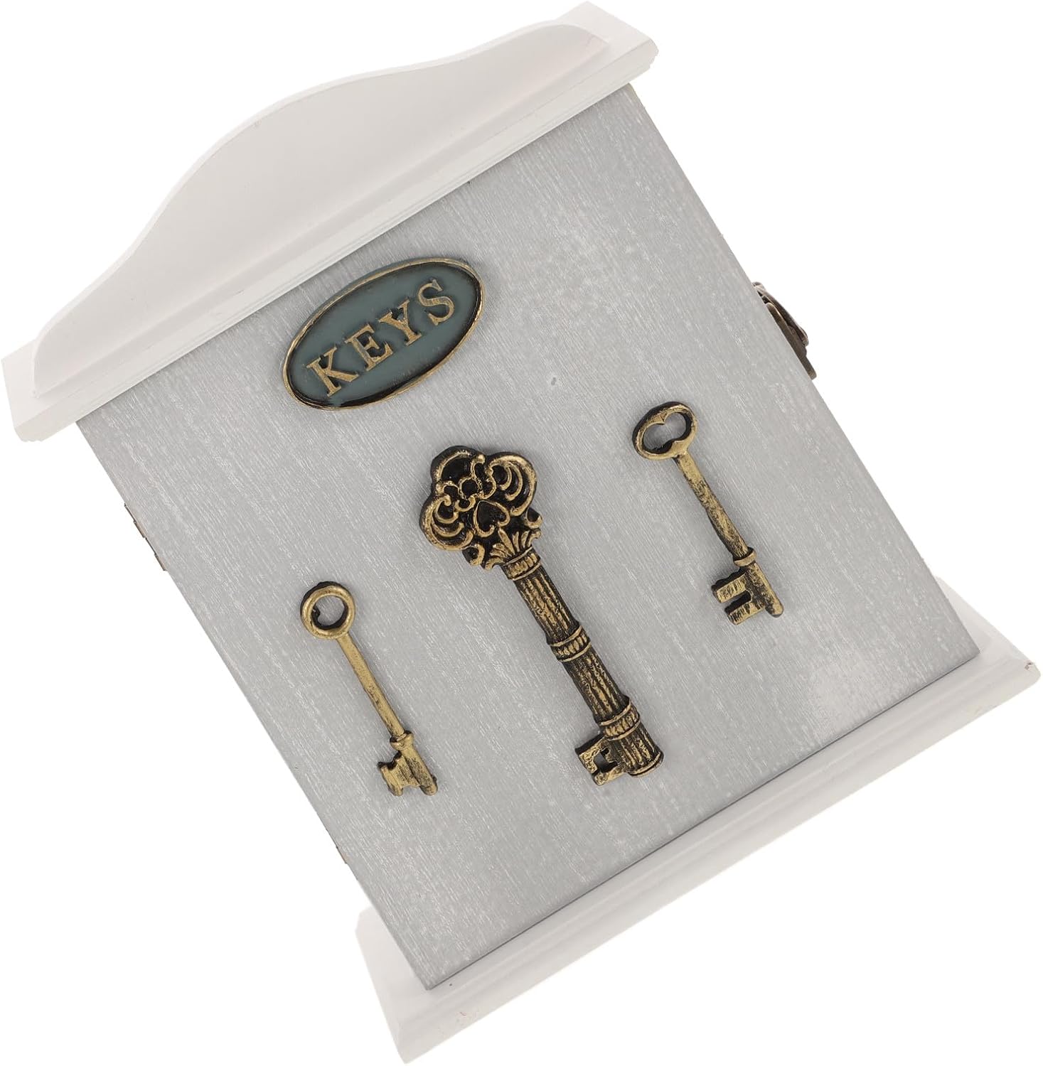 Wooden Key Cabinet Wall-Mounted Rustic Key Holder with Hooks Farmhouse Style Entryway Organizer for Living Room Bedroom Wall Storage Box