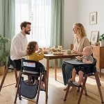 « Chaises hautes convertibles pour bébés & Les tout-petits. 5-in-1 Chaise haute réglable avec plateau amovible, facile à nettoyer, portable (brun noir)"