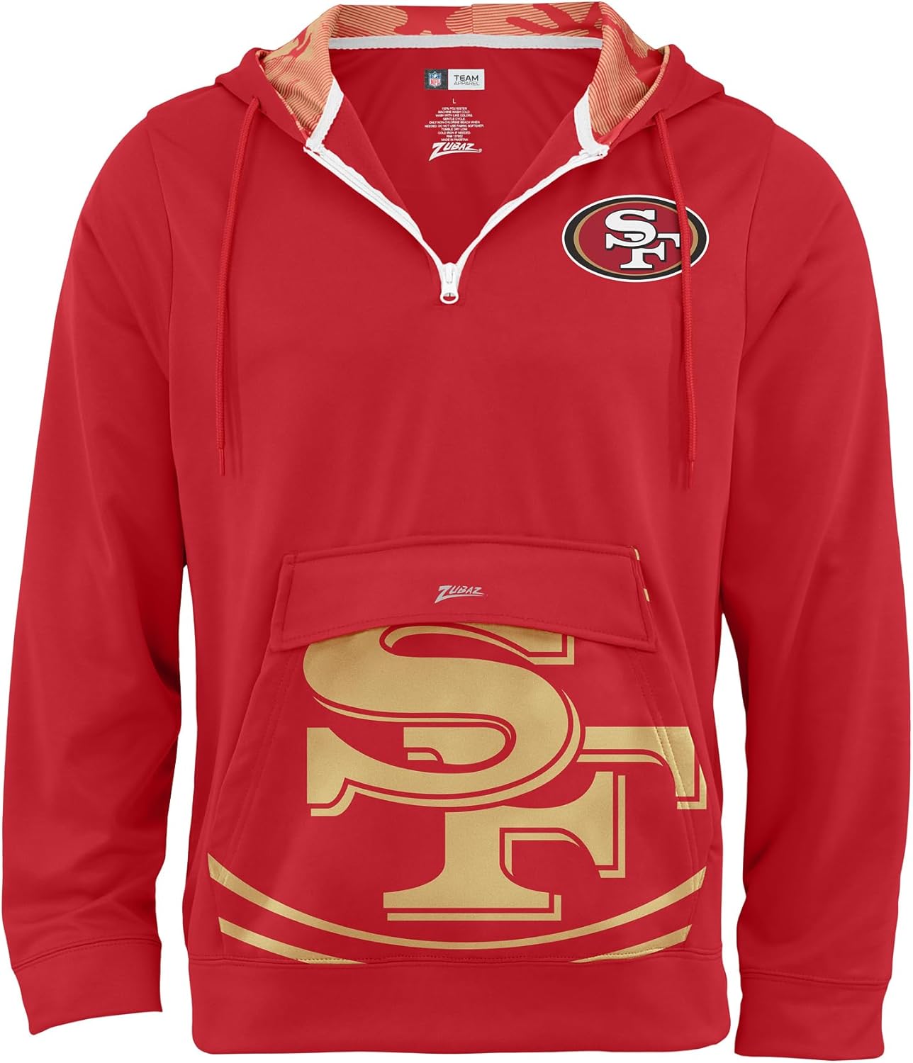 Zubaz NFL Men's 1/4 Zip Big Pocket Team Logo Hoodie