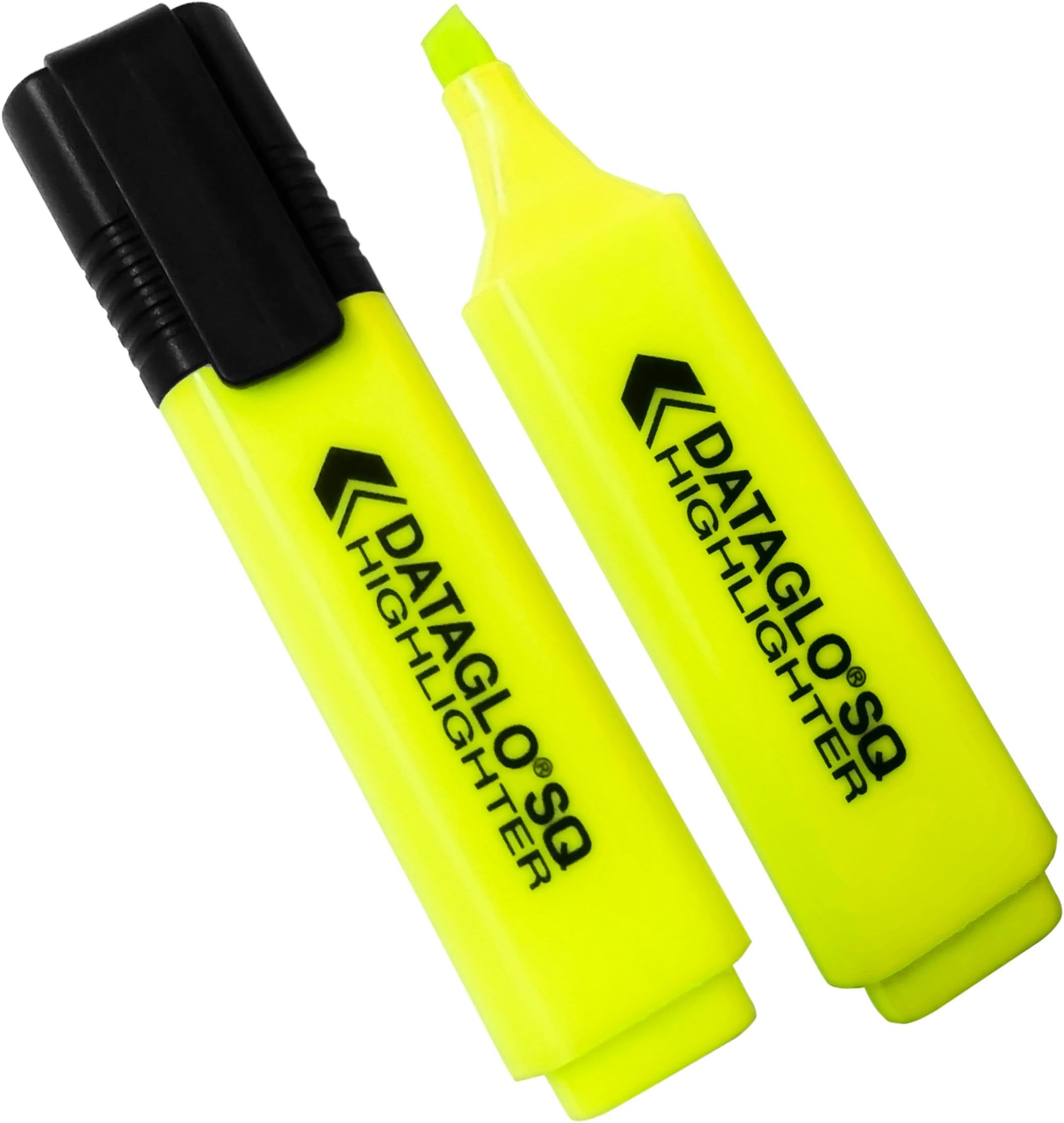 10x Yellow Dataglo SQ Chisel Tip Highlighters. Classpack - Pack of 10. Neon/Fluorescent Yellow Revision Highlighter Pens.