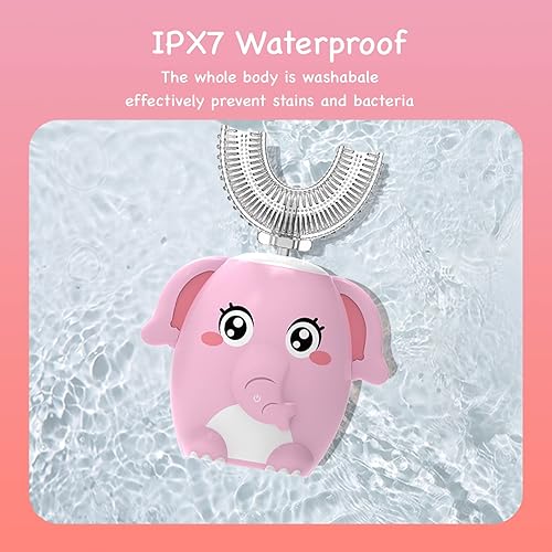 Miniatura 5 de Cepillos de dientes eléctricos para niños, en forma de U, cepillo automático sónico para niños con 4 cabezales de cepillo, 6 modos de limpieza,