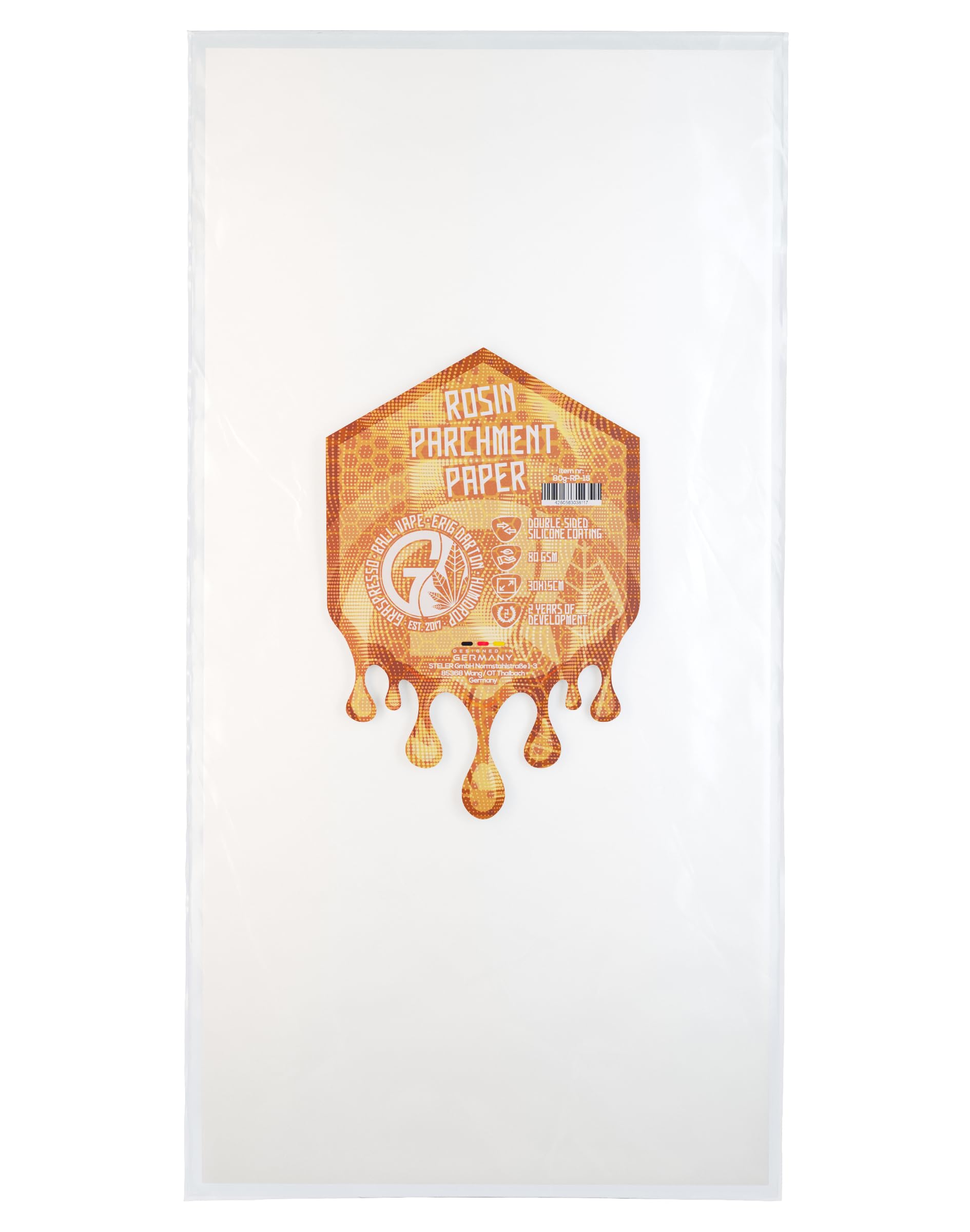 Rosin Press Double-sided Parchment Paper 100x 30x30cm | Pergamentpapier, Backpapier, Kollektor Papier Doppelseitig mit Silikon 52 gsm (100)