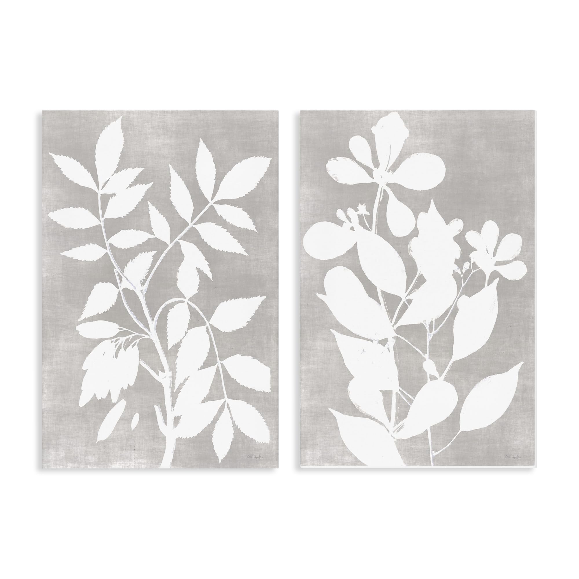 'Grey Foliage Impression'| 2pc Canvas Art Set 2