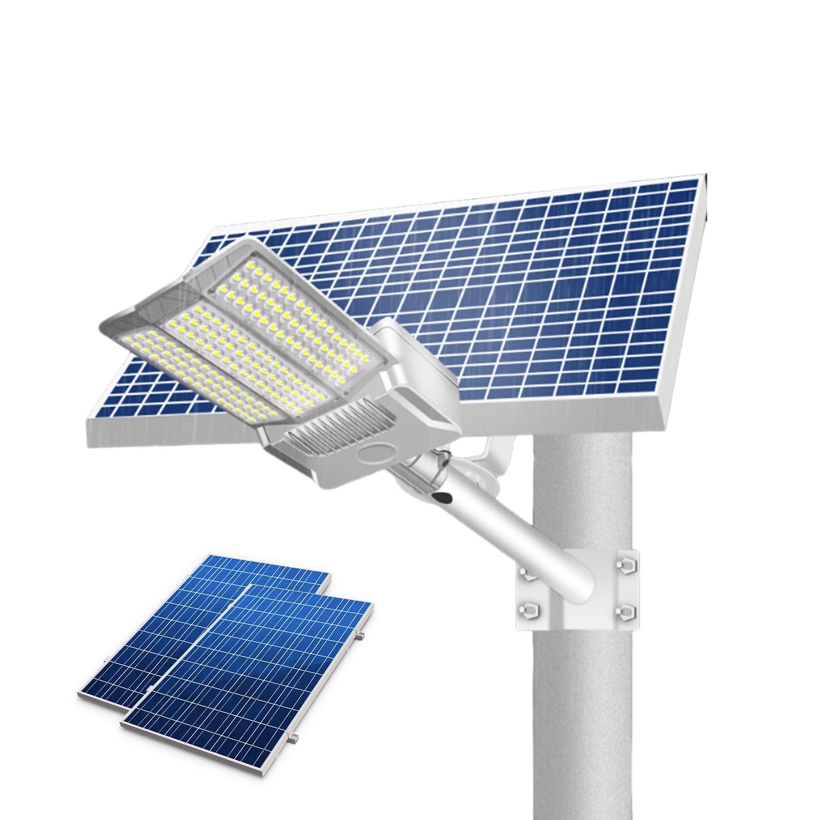 Lampione Solare Faro LED Esterno, Batteria 35000 Mah, Ip65 Impermeabile, Alta Luminosità, Sensore Crepuscolare Con Telecomando Incluso per Vialetto E Giardino(9000W)