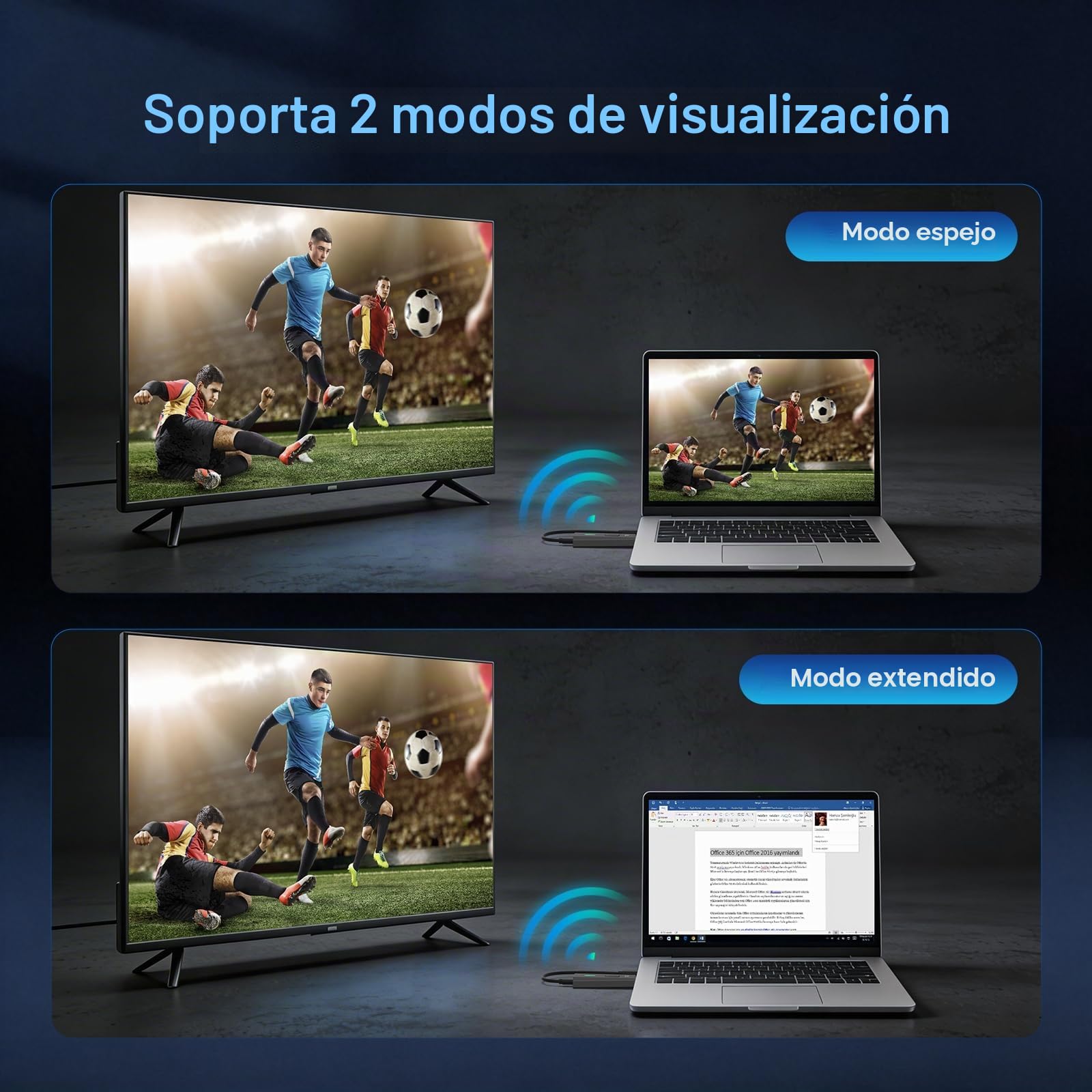 Transmisor y Receptor HDMI Inalámbrico 1080P, Doble Banda 2.4G/5G HDMI Wireless, para Transmisión de Video y Audio Desde PC/Portátil/TV-Box a Monitor/TV/Proyector, Plug and Play