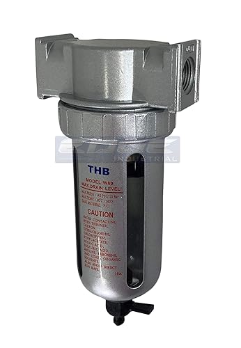 Filtro de partículas de flujo mediotrampa de agua para líneas de aire comprimidas por compresor de aire, 5u con cuenco de polietileno y protector de