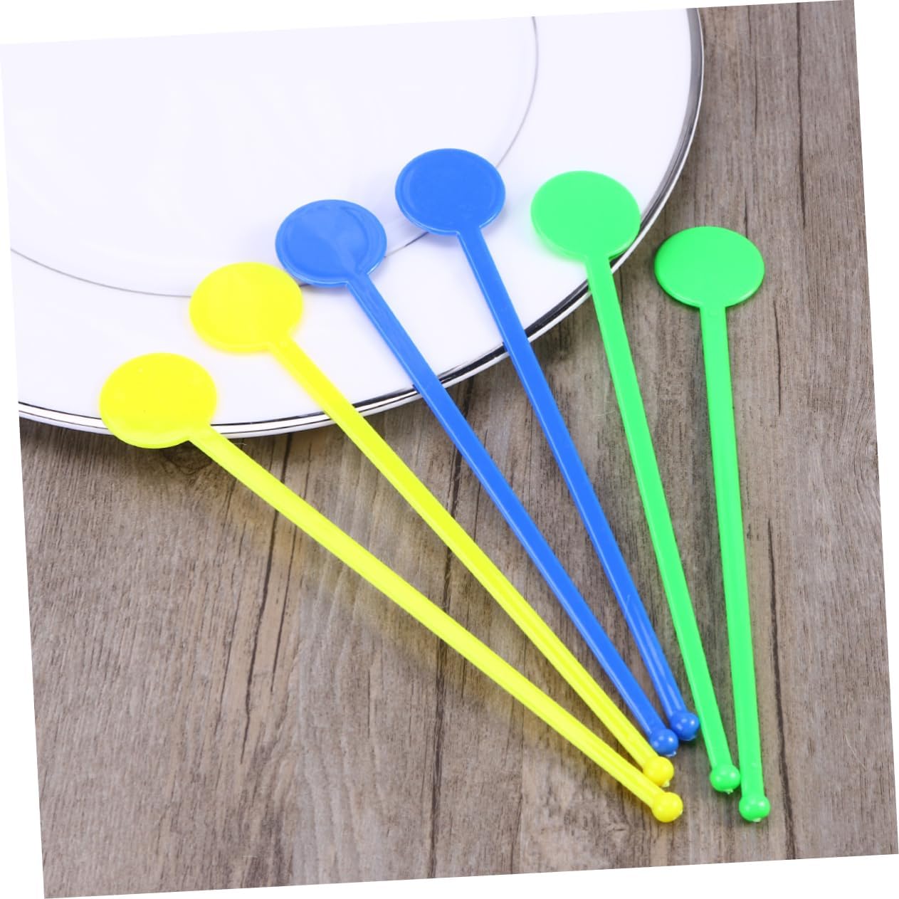 80Pcs Colorful Acrylic Swizzle Sticks Reusable Beverage Stirrer for Coffee Juice Wine Cocktail Accessory for Home Bar Restaurant and Hotel Use