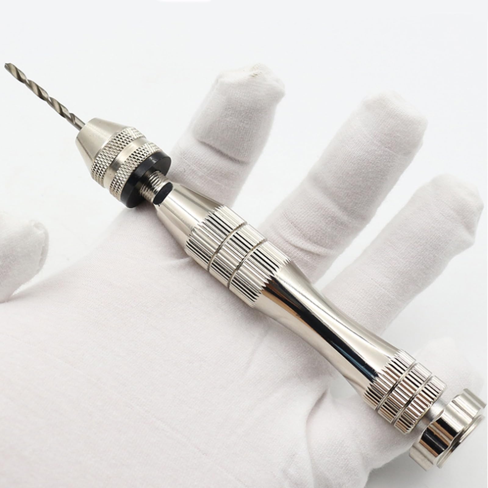 12cm Trapano Mano con 14 Pezzi Mini Twist Bits 0.5mm-3mm Argento Grande Trapani a Mano per Modellismo