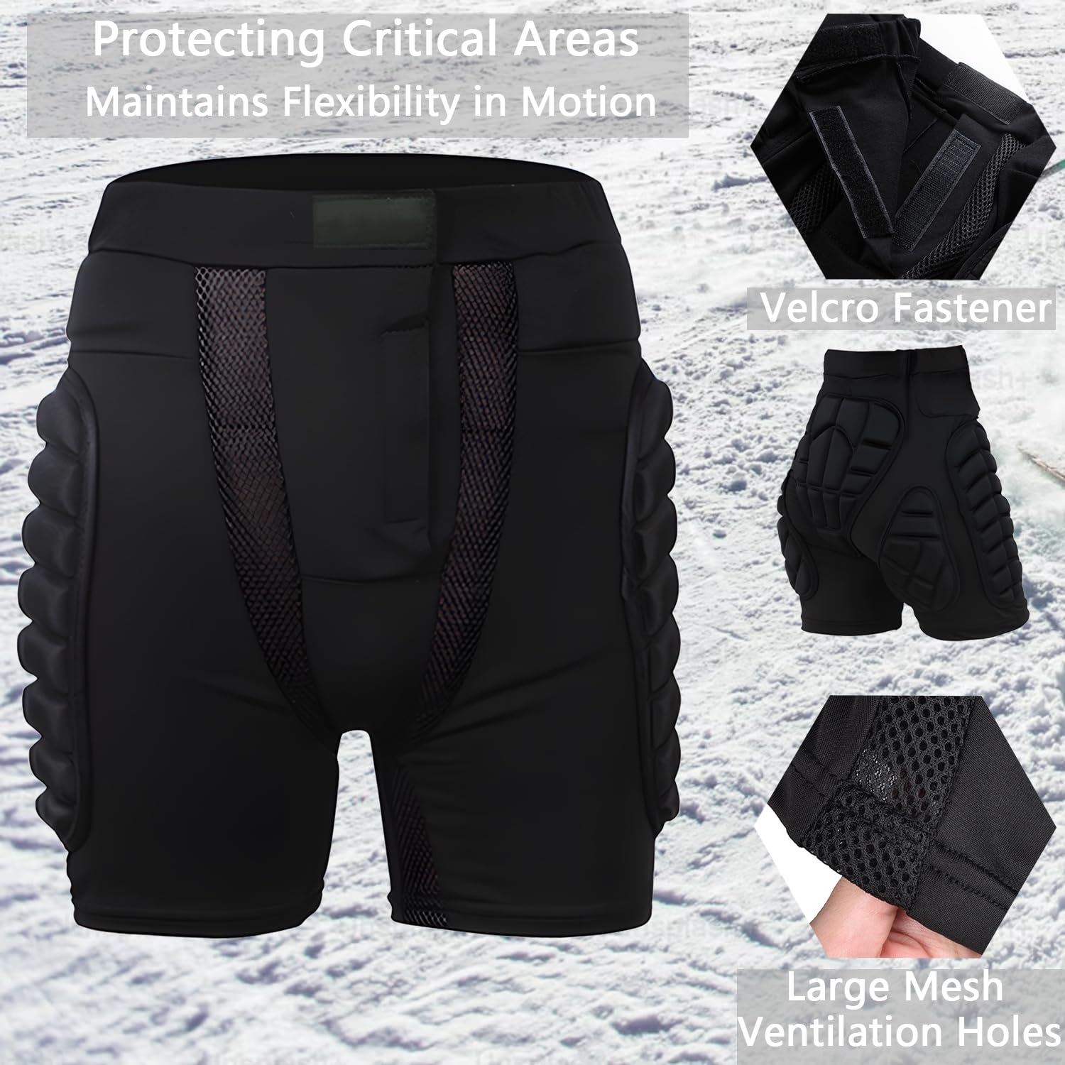 Pantalones cortos protectores acolchados 3D, acolchado de protección, pantalones de protección de cadera, equipo de protección de cadera para snowboard, patinaje, patinaje, ciclismo al aire libre