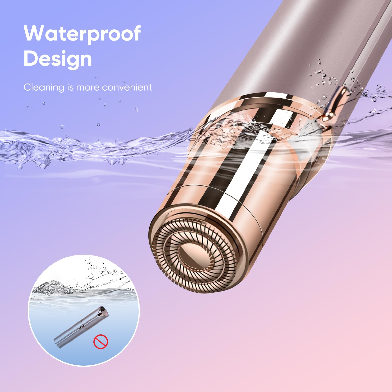 Facial Hair Removal for Women, Portable Painless Hair Remover Device, Rechargeable, with 2 Replacement Heads, for Face, Upper Lip and Chin