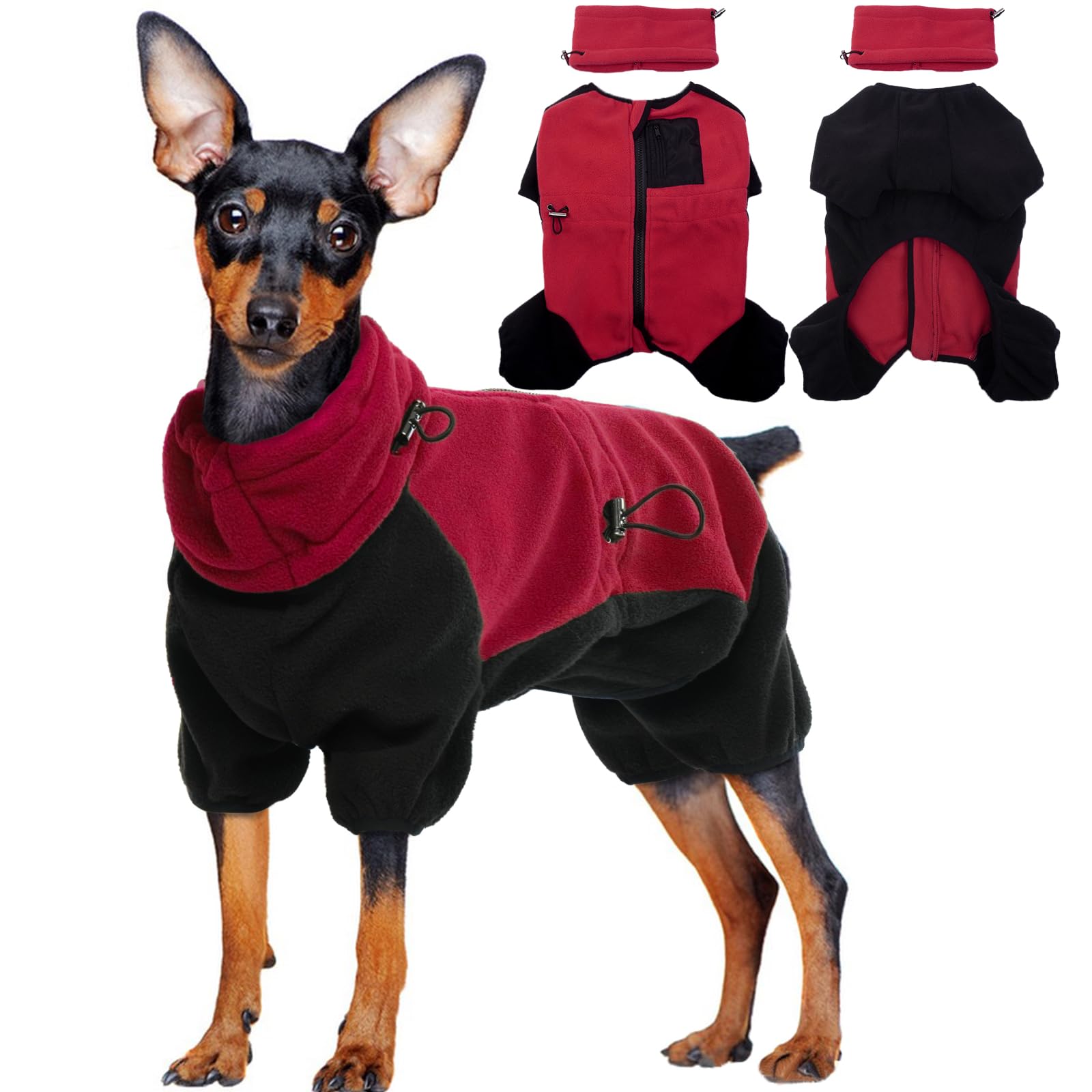 Pull polaire chien rouge S : manteau coupe-vent et gilet confortable temps froid