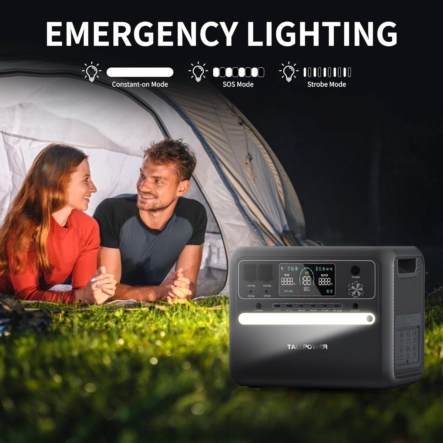 V2400 2400W Portable Power Station,2160Wh LiFePO4 UPS Battery,Surge 4800W Solar Generator With 6xAC 1100W Charging,Multiple DC/AC Outputs, QC 3.0, PD 100W Fast Charging, Digital Screen, Black
