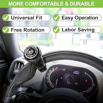 Spurtar Steering Wheel Knob Spinner, 2Pack Universal Car Suicide Knob Power Handle Spinner Fit for Cars, Truck, Forklift, Mower, Tractor, Boat, Golf Cart Black